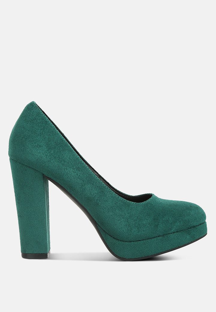 women delia suede block heel pumps#color_green