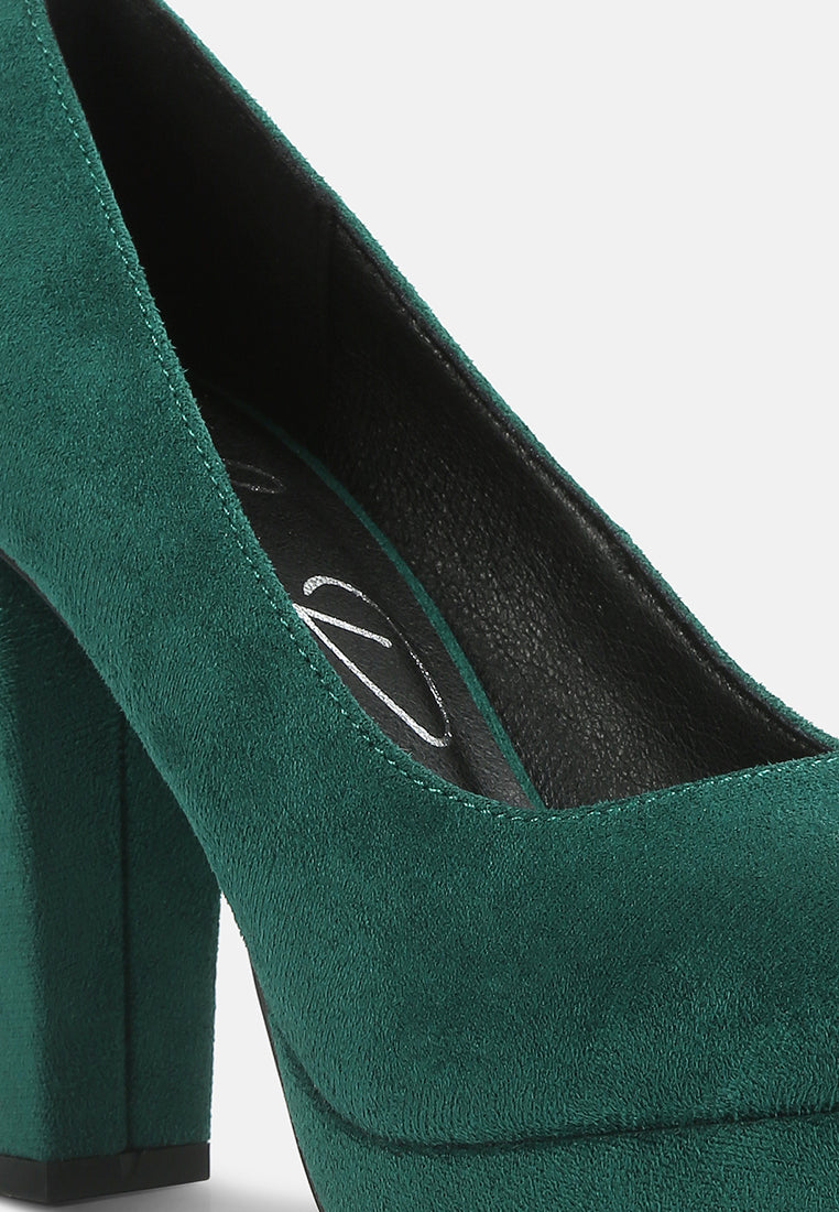 women delia suede block heel pumps#color_green