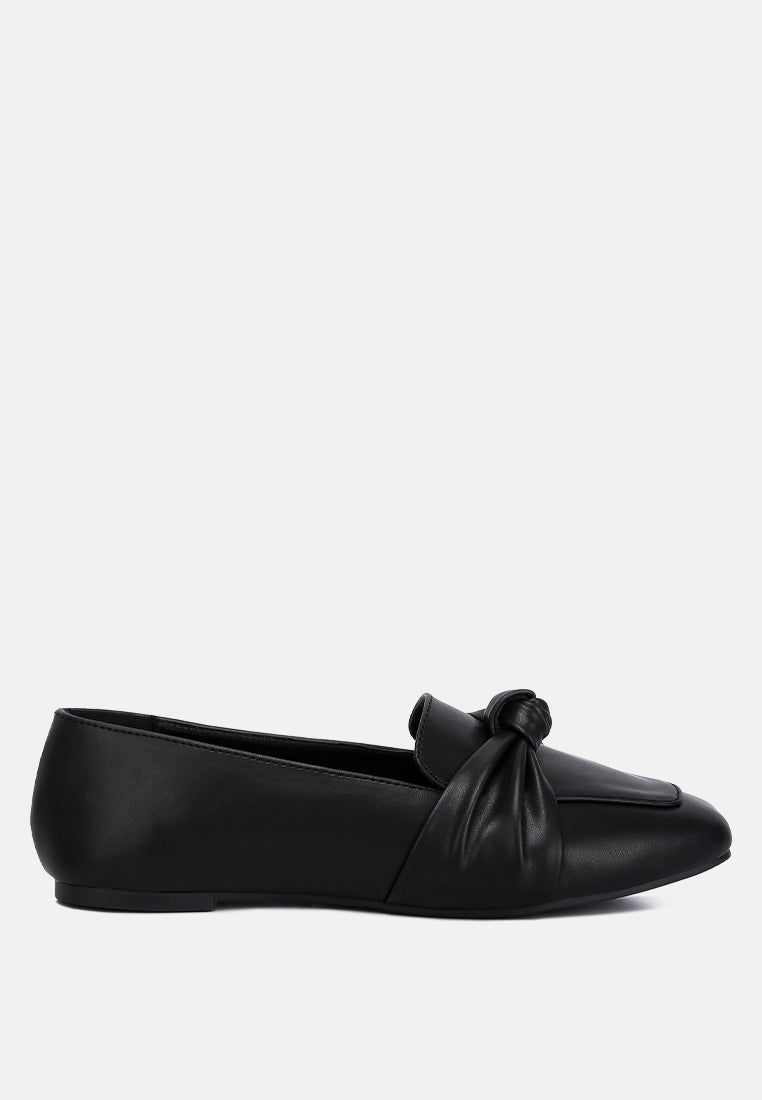 women recycled faux leather flat loafers#color_black