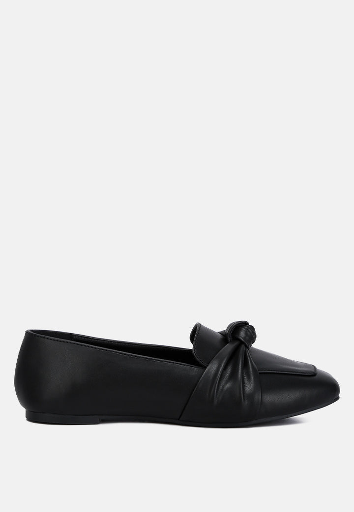 women recycled faux leather flat loafers#color_black