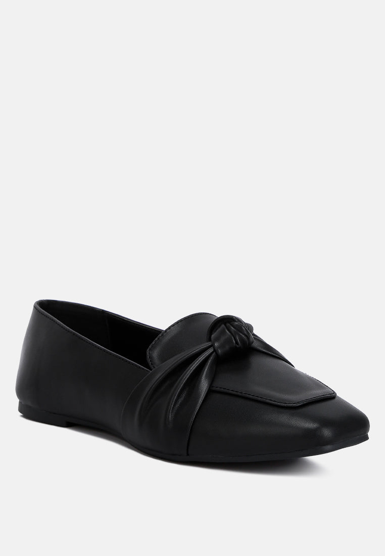 women recycled faux leather flat loafers#color_black