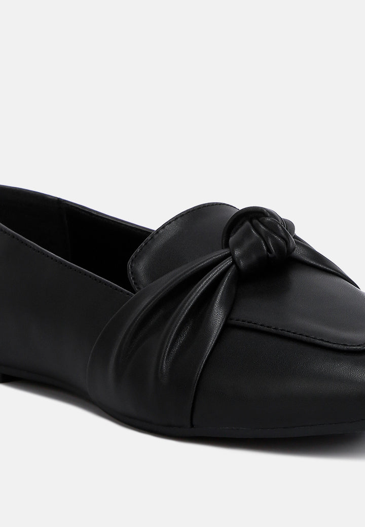 women recycled faux leather flat loafers#color_black