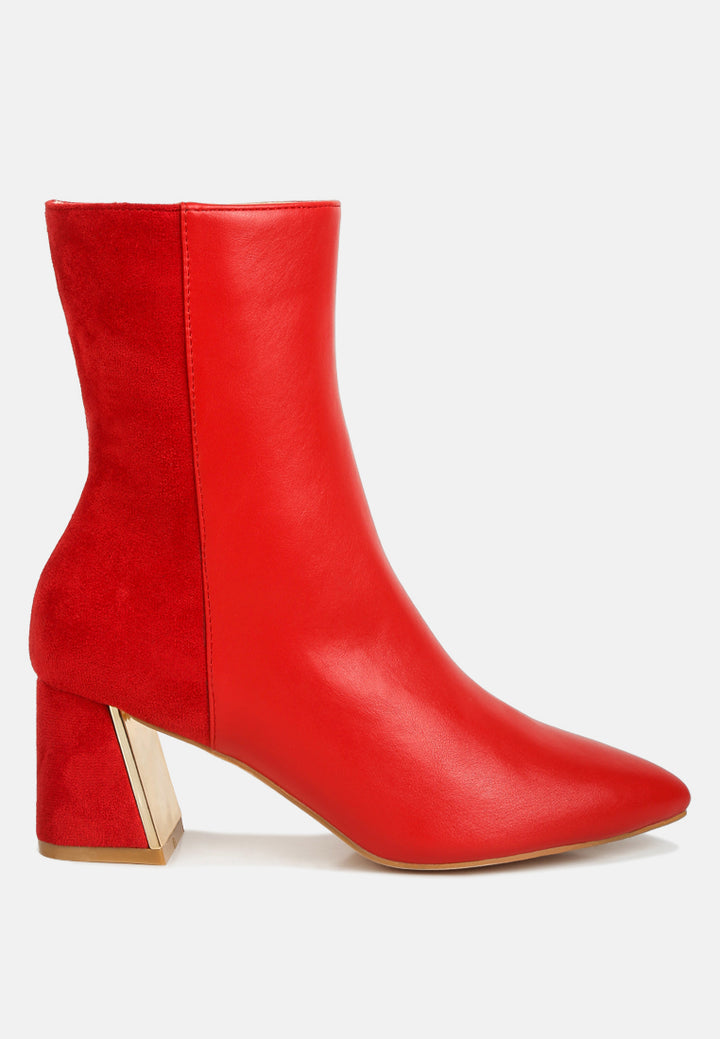 women suede back panel high ankle boots#color_red