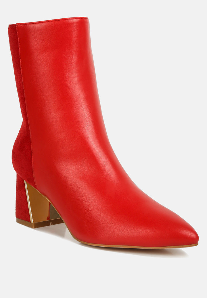 women suede back panel high ankle boots#color_red