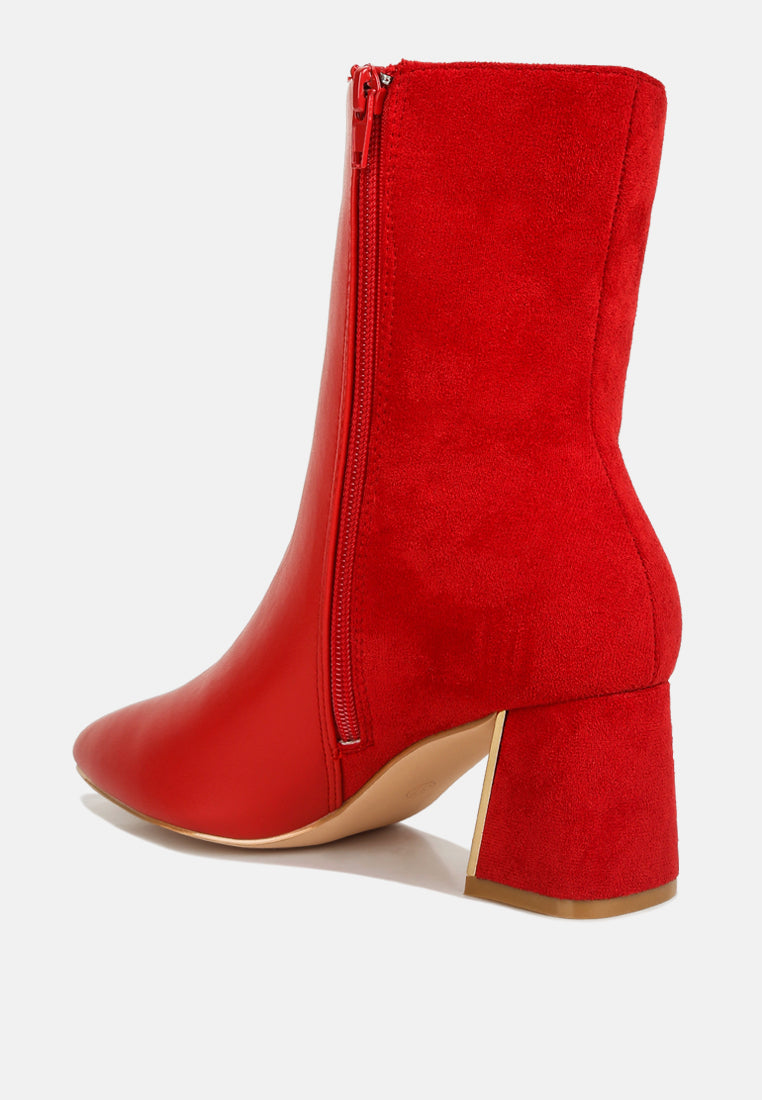 women suede back panel high ankle boots#color_red