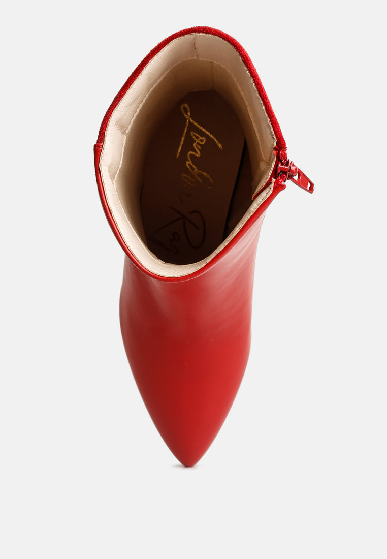 women suede back panel high ankle boots#color_red