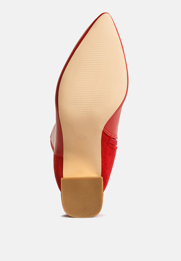 women suede back panel high ankle boots#color_red