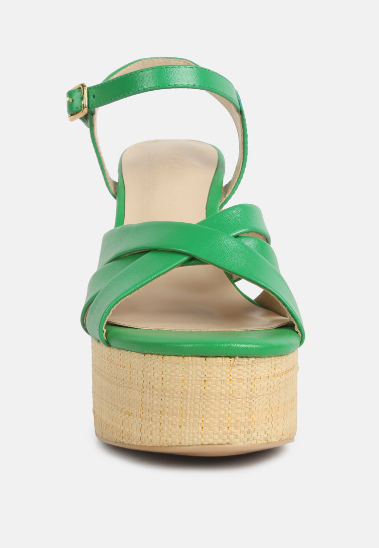 women crosscross strap slim block heel sandals#color_green