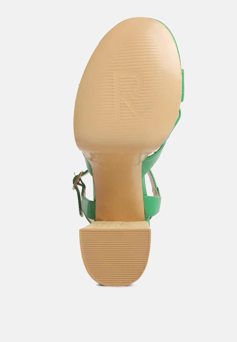 women crosscross strap slim block heel sandals#color_black