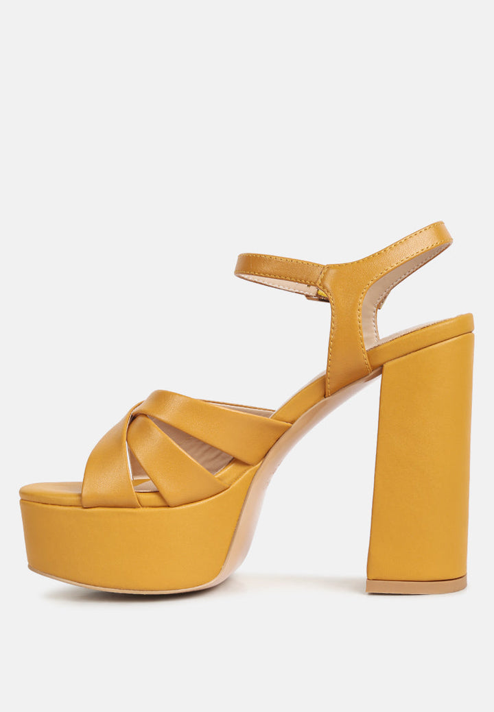 women crosscross strap slim block heel sandals#color_tan