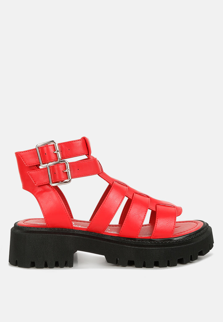 women flatform gladiator sandals#color_red