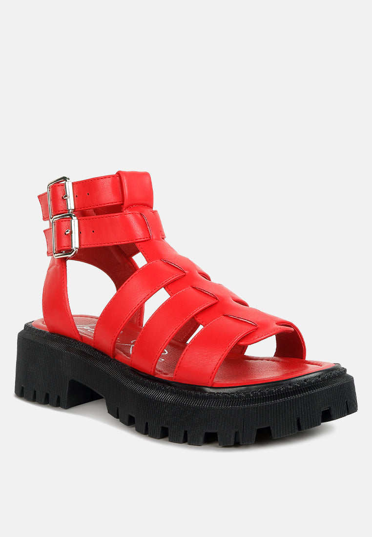 women flatform gladiator sandals#color_red