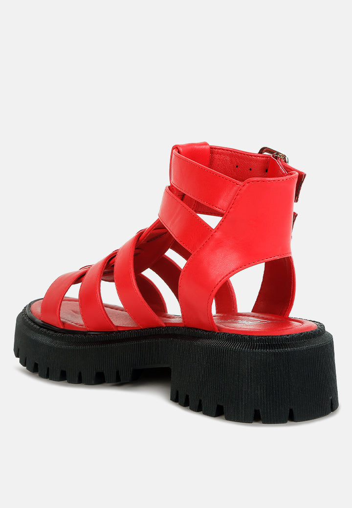 women flatform gladiator sandals#color_red