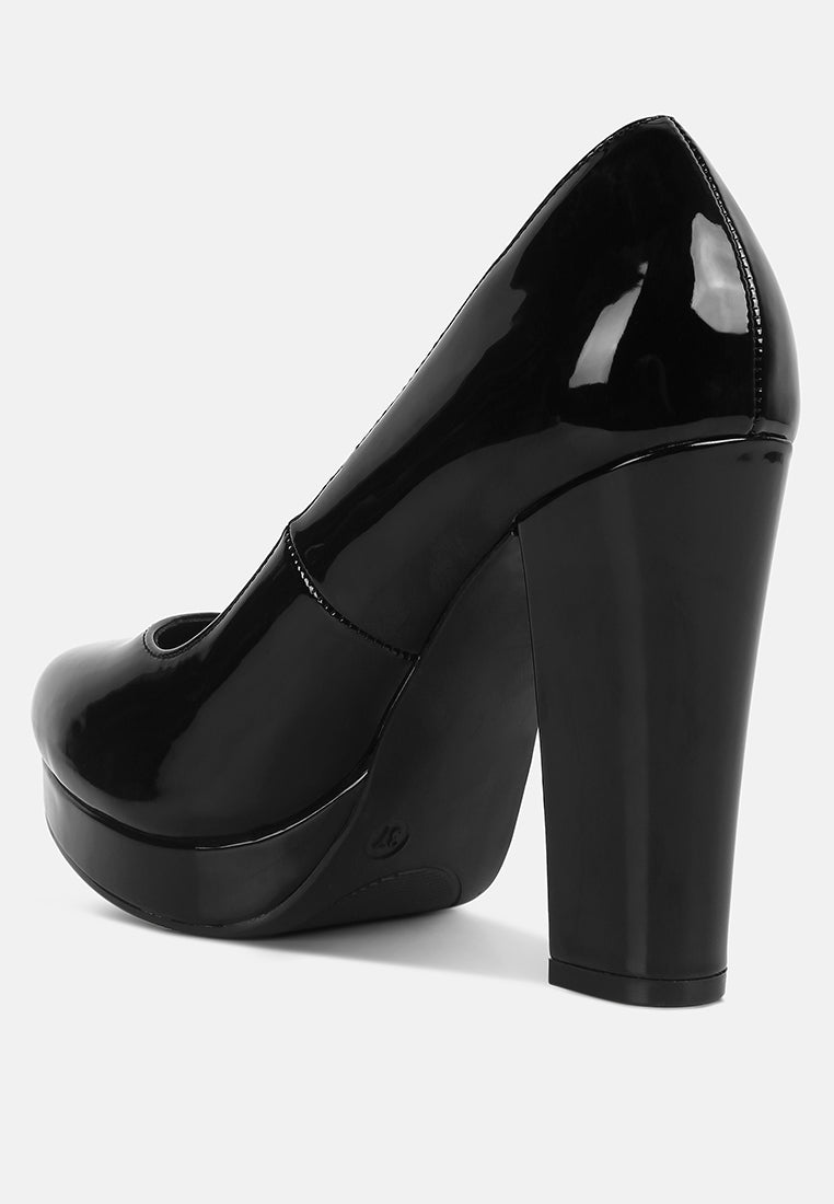 women patent faux leather pump sandals#color_black