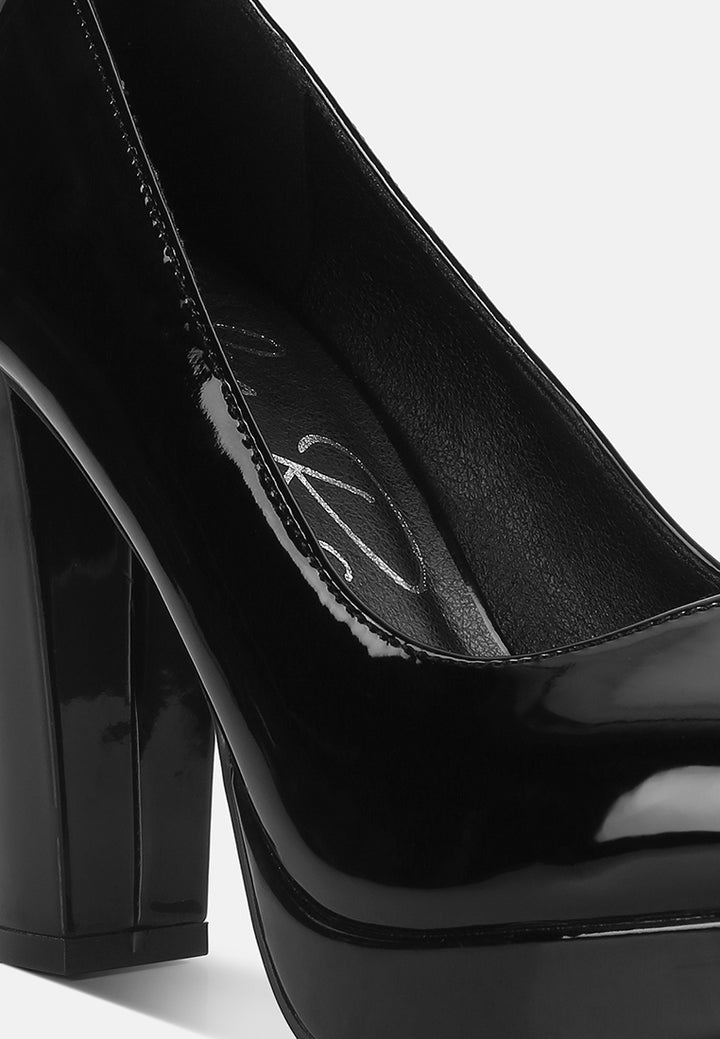 women patent faux leather pump sandals#color_black