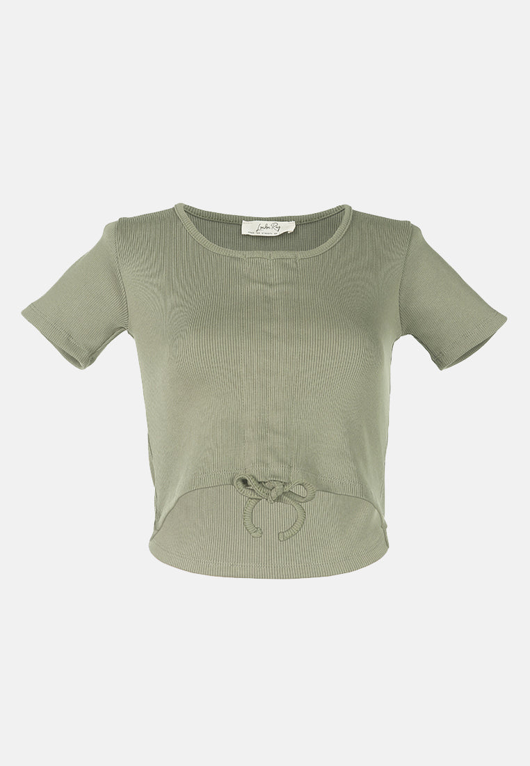 drawstring detail crop top#color_olive