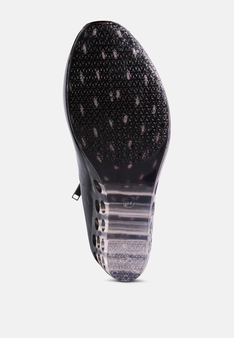 drench clear wedge rainboots#color_black