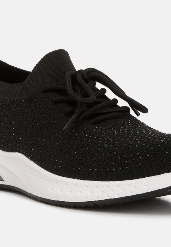 women elizha stud embellished sneakers#color_black