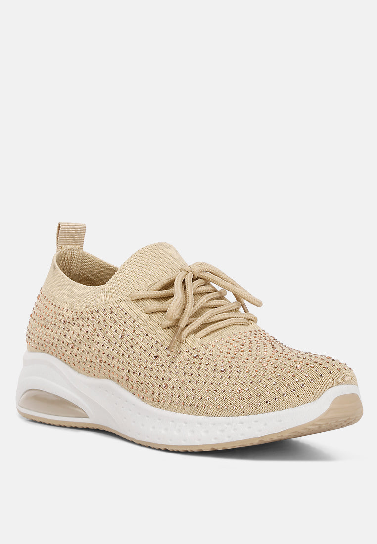 women elizha stud embellished sneakers#color_beige