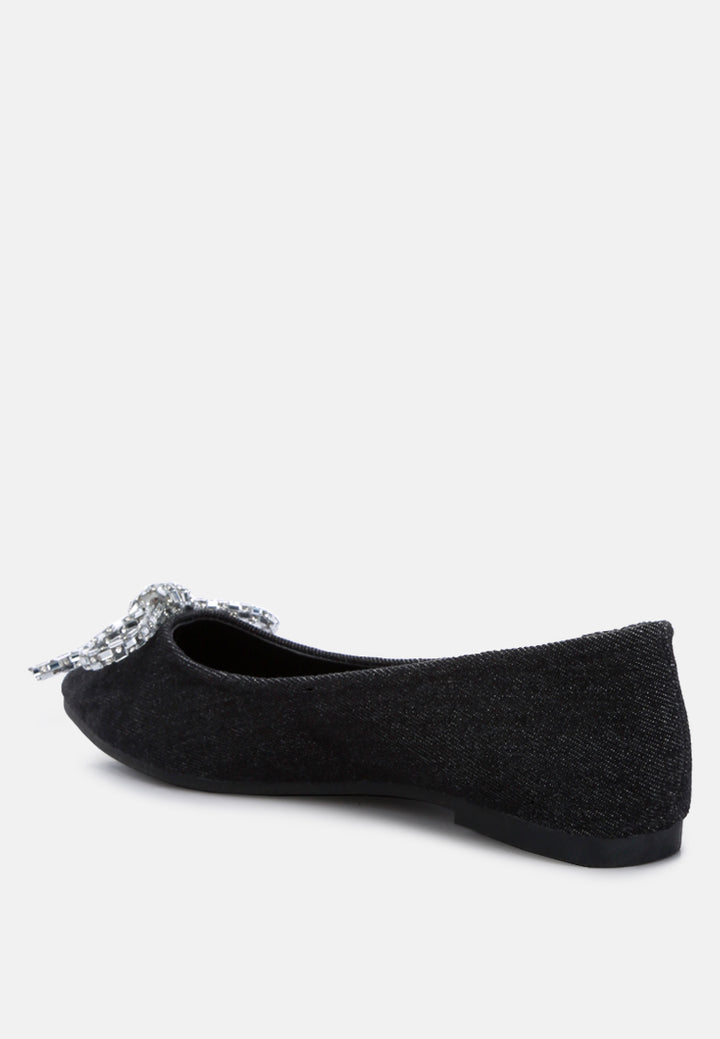 women embellished bow detail ballet flats#color_black