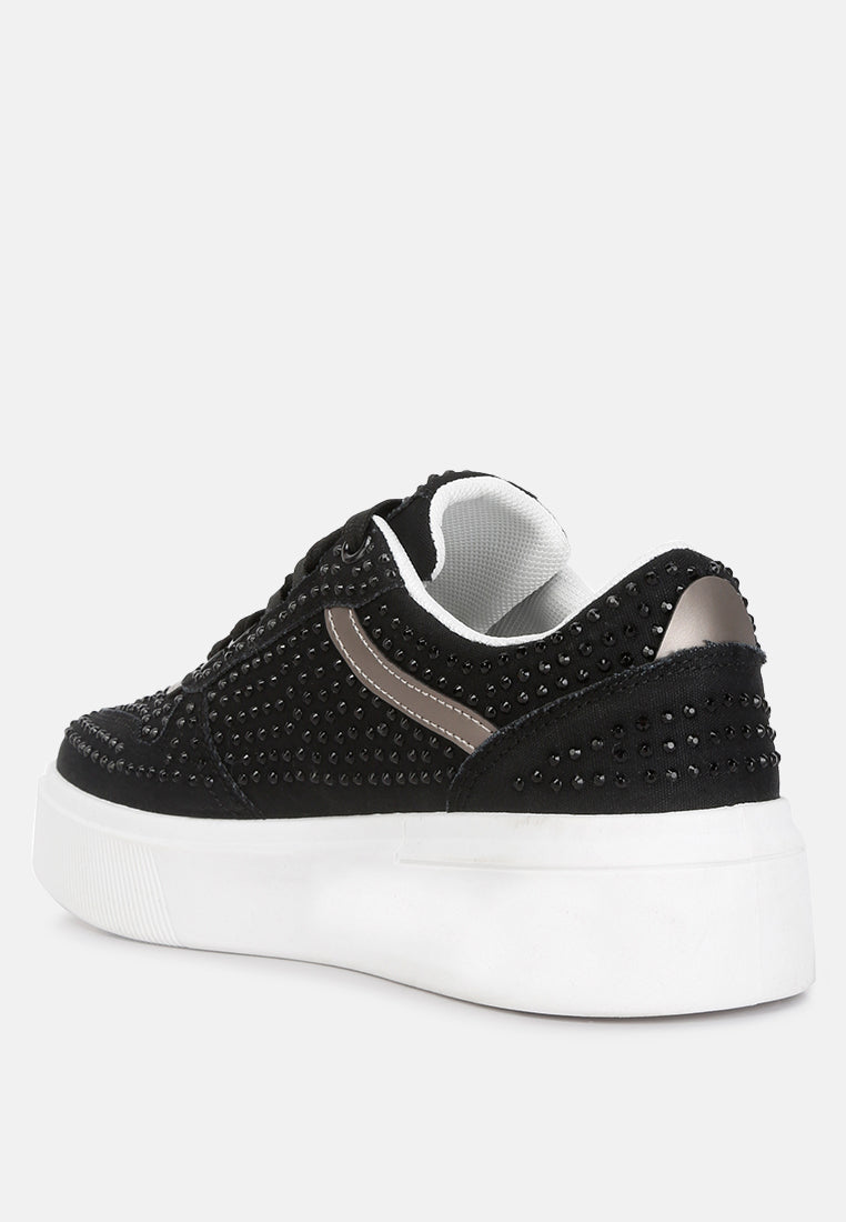 women embellished chunky sole sneakers#color_black