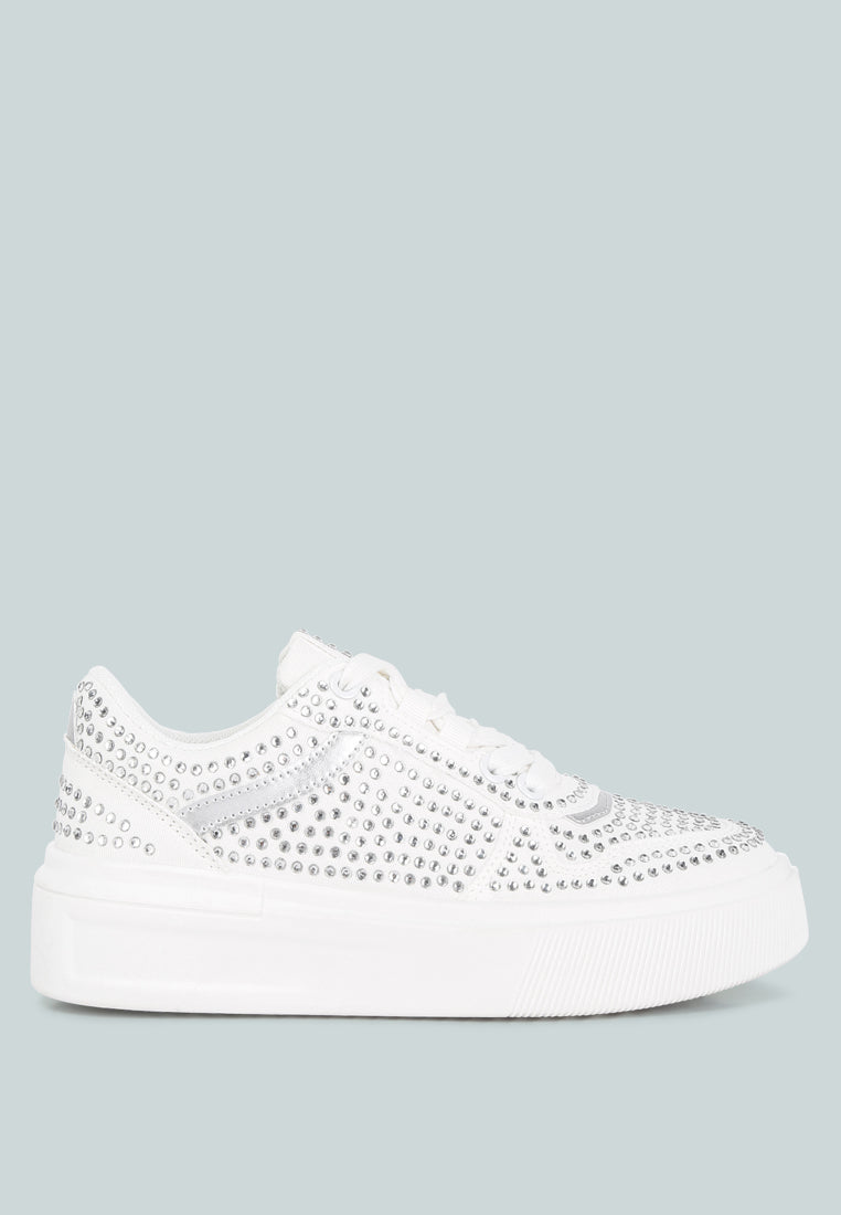 women embellished chunky sole sneakers#color_white