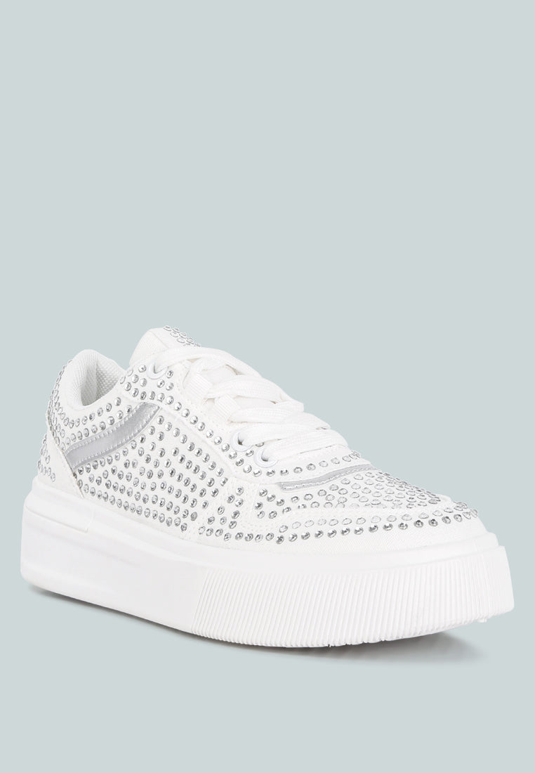 women embellished chunky sole sneakers#color_white