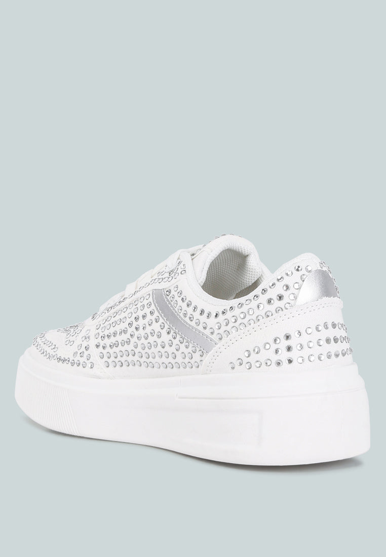 women embellished chunky sole sneakers#color_white