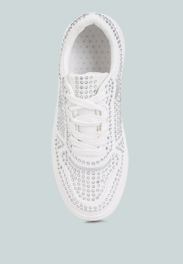 women embellished chunky sole sneakers#color_white