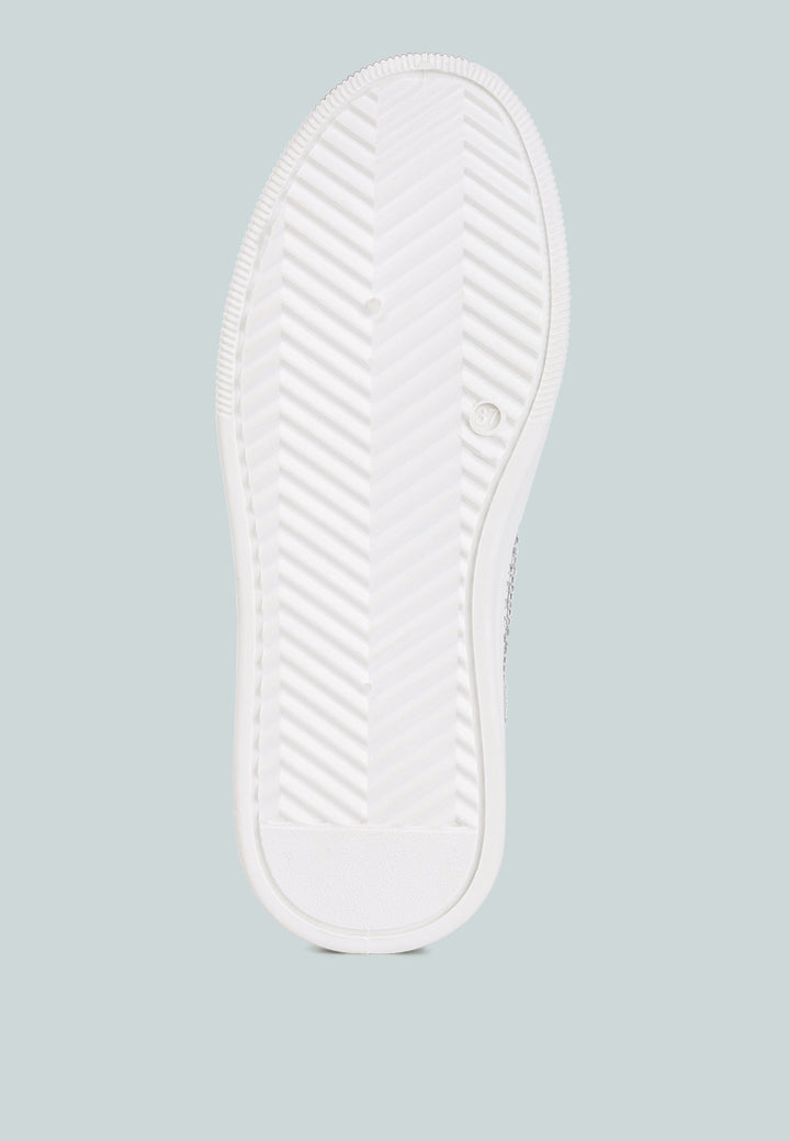 women embellished chunky sole sneakers#color_white