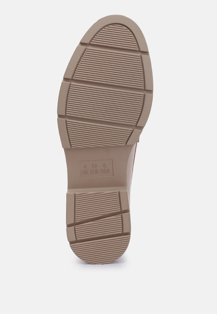 women horsebit embellished platform loafers#color_beige