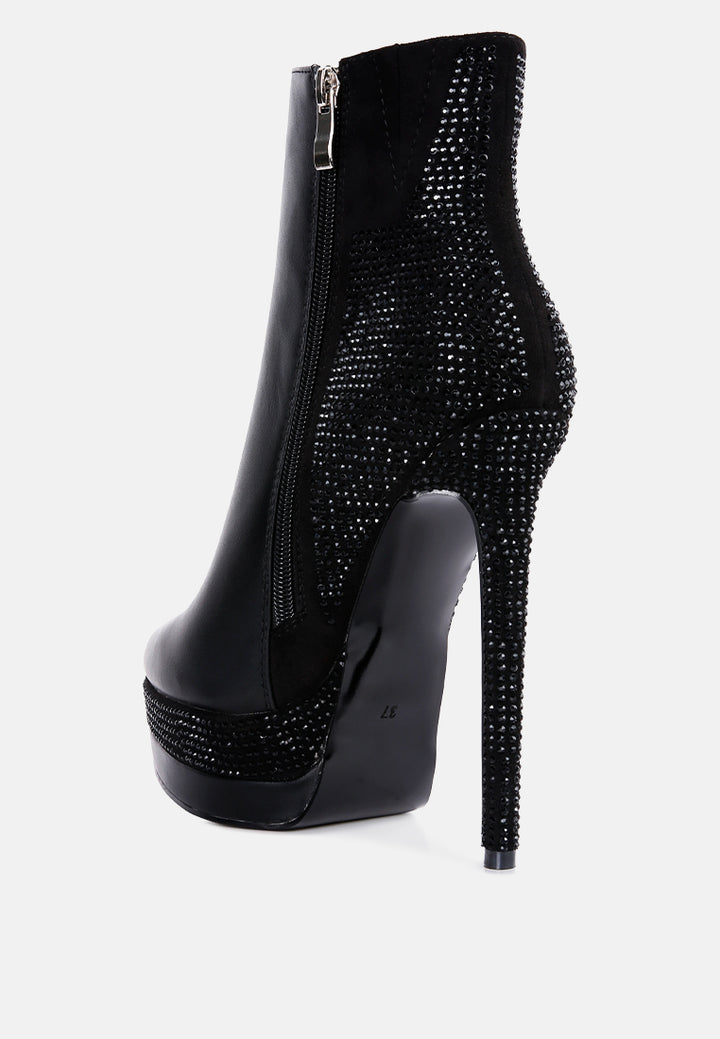 women diamante set high heeled ankle boot#color_black