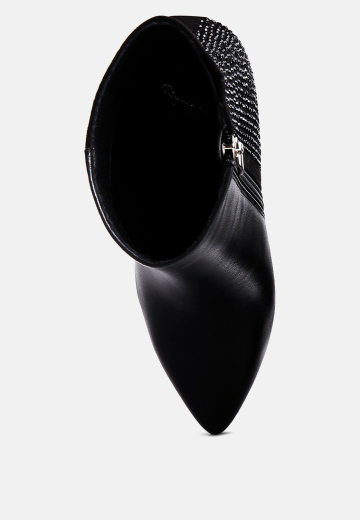 women diamante set high heeled ankle boot#color_black