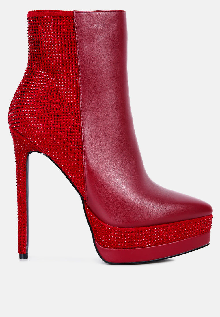 women diamante set high heeled ankle boot#color_burgundy