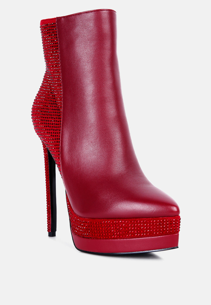 women diamante set high heeled ankle boot#color_burgundy