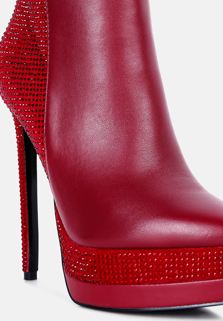 women diamante set high heeled ankle boot#color_burgundy