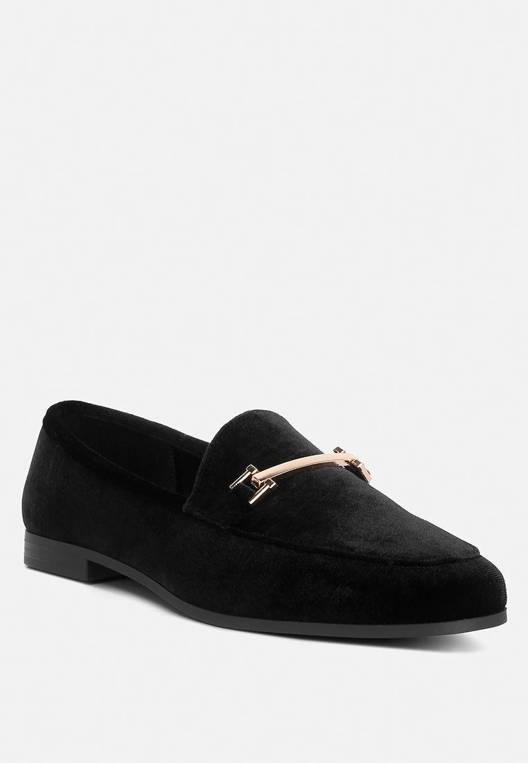 women horsebit embellsihed velvet loafers#color_black