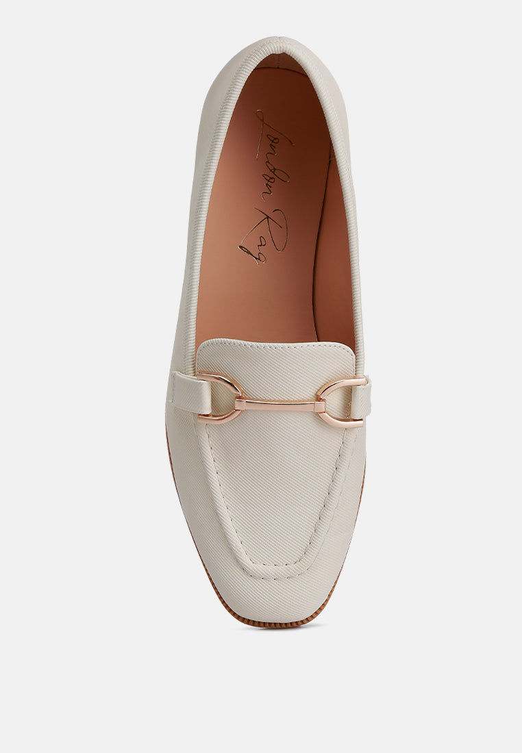 fable horsebit embellished flat loafers#color_off-white