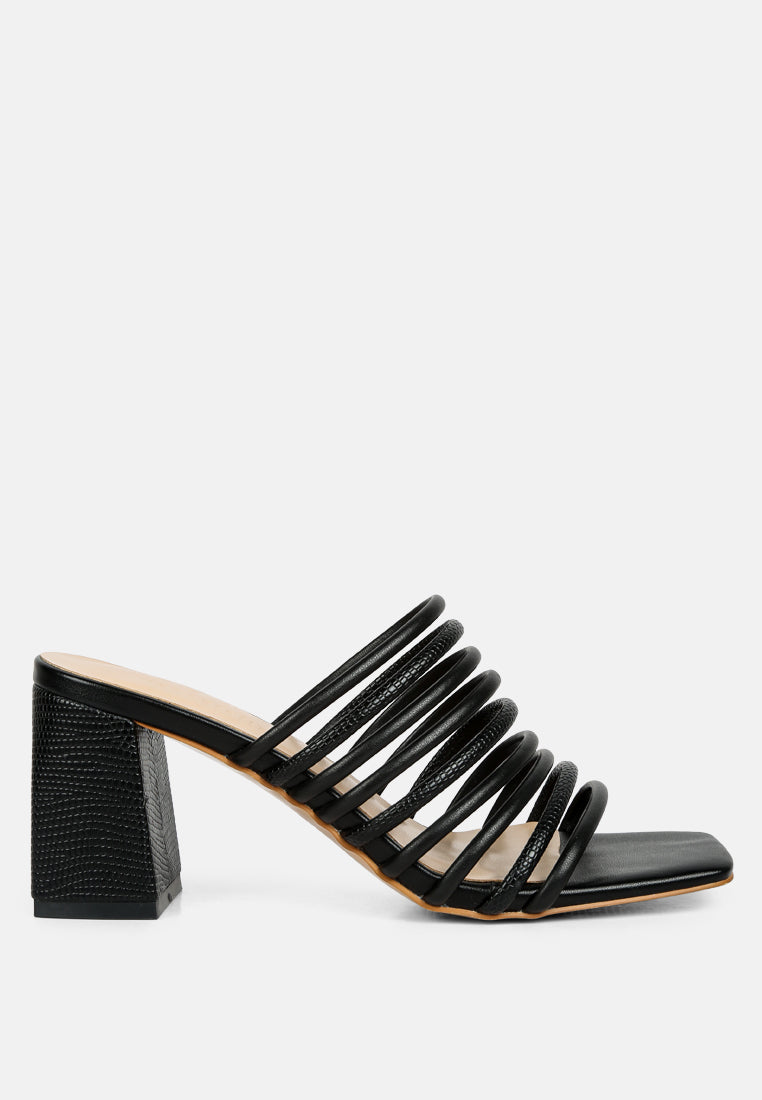 women strappy slip on sandals#color_black