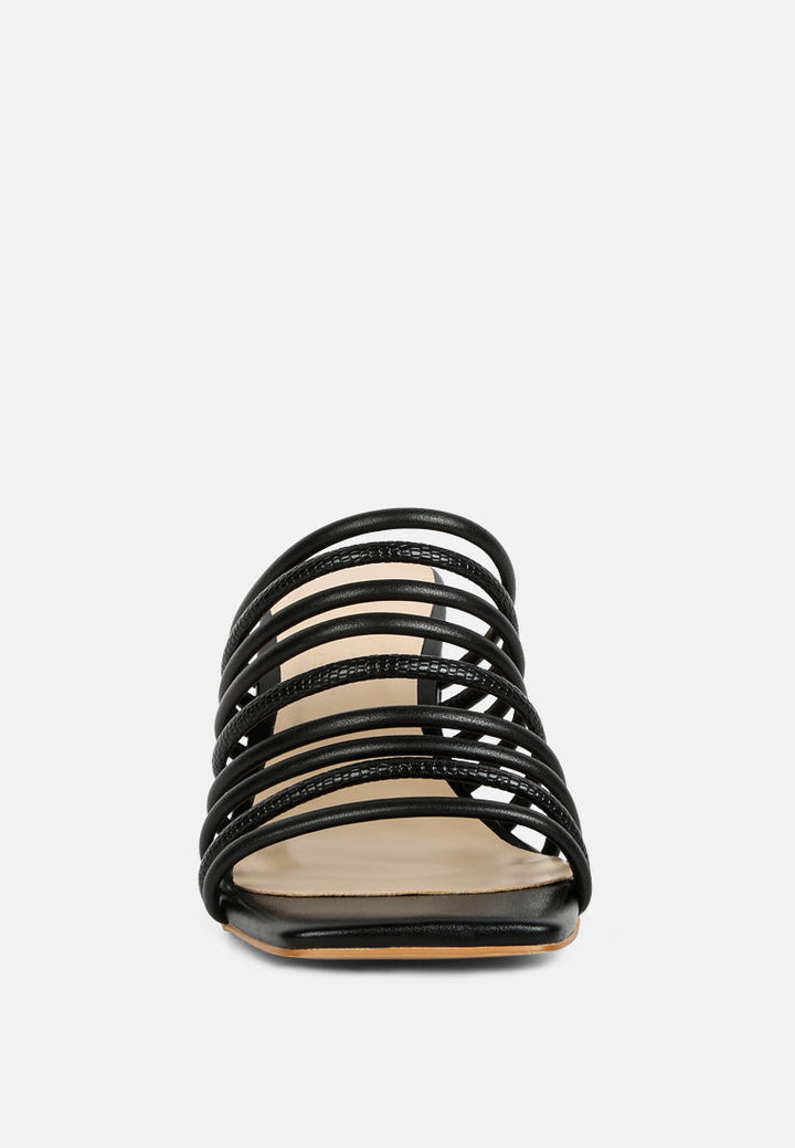 women strappy slip on sandals#color_black