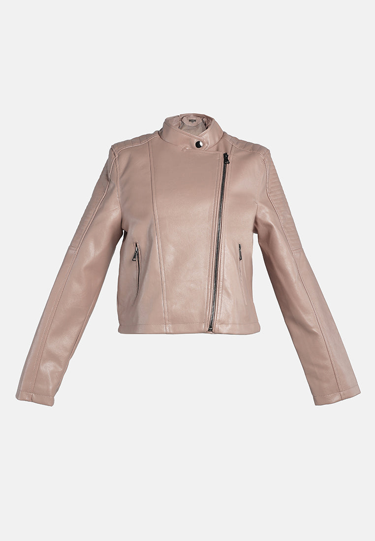 faux leather biker jacket#color_blush