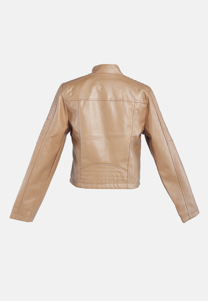 faux leather biker jacket#color_taupe