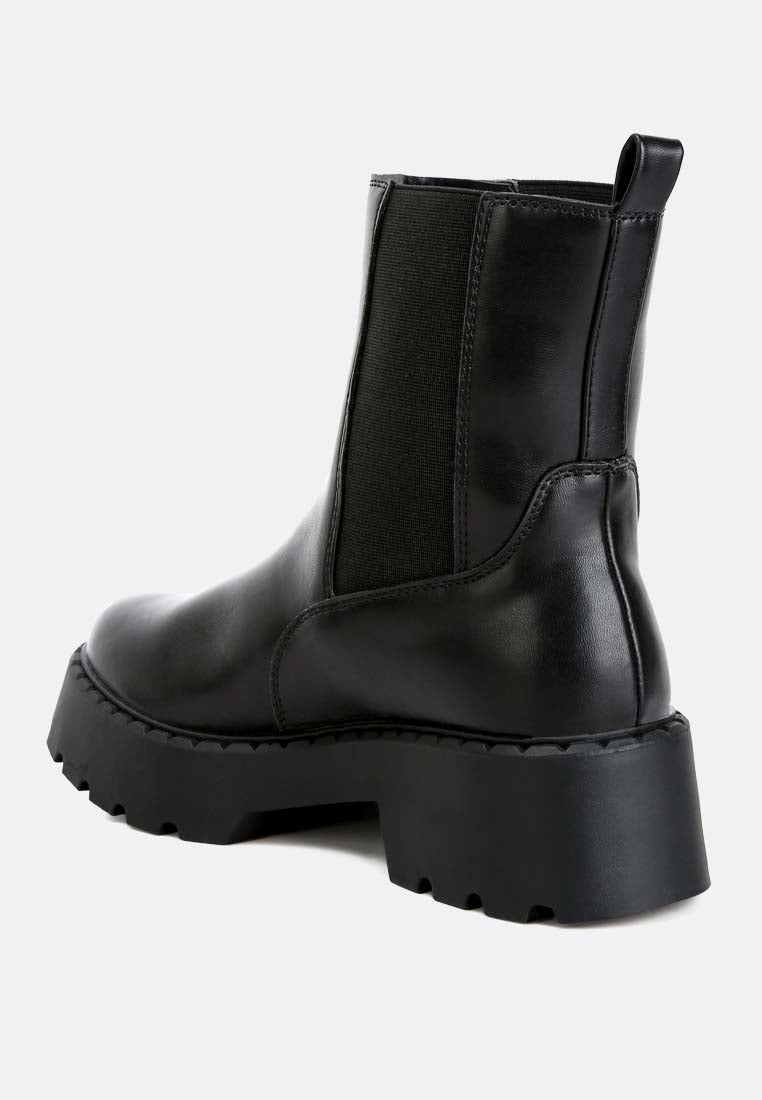 Women Faux Leather Elasticated Chelsea Boots