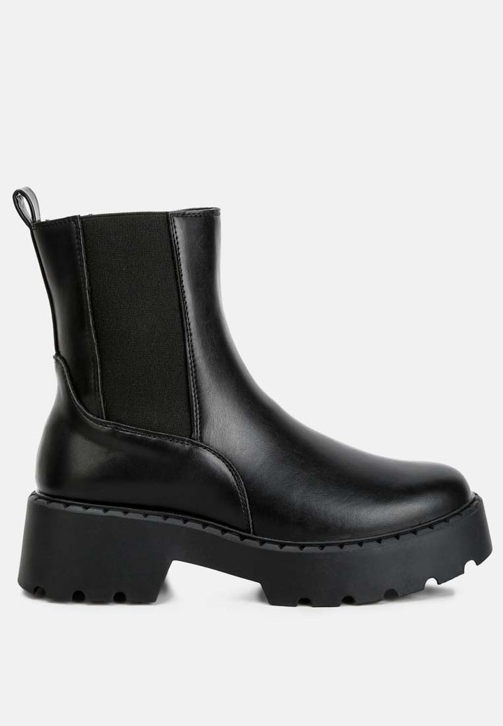 Women Faux Leather Elasticated Chelsea Boots