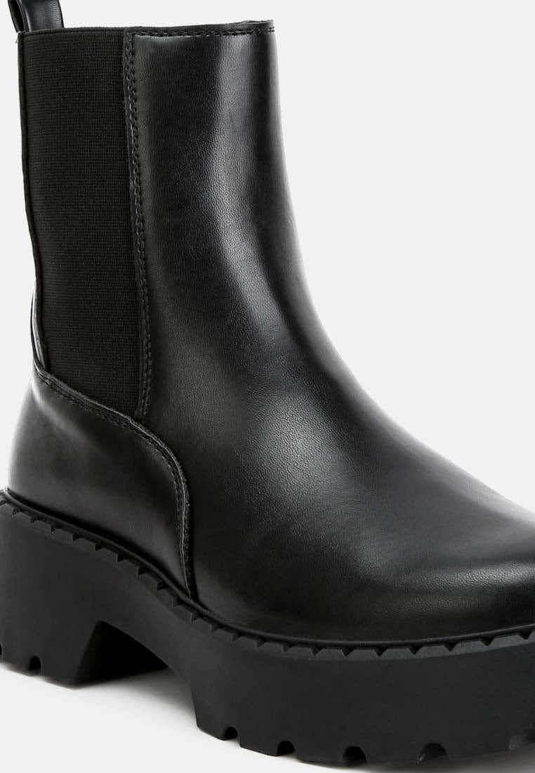 Women Faux Leather Elasticated Chelsea Boots