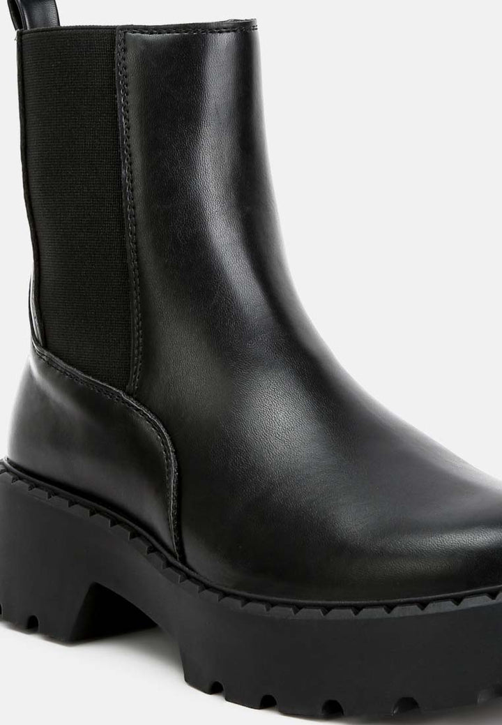Women Faux Leather Elasticated Chelsea Boots