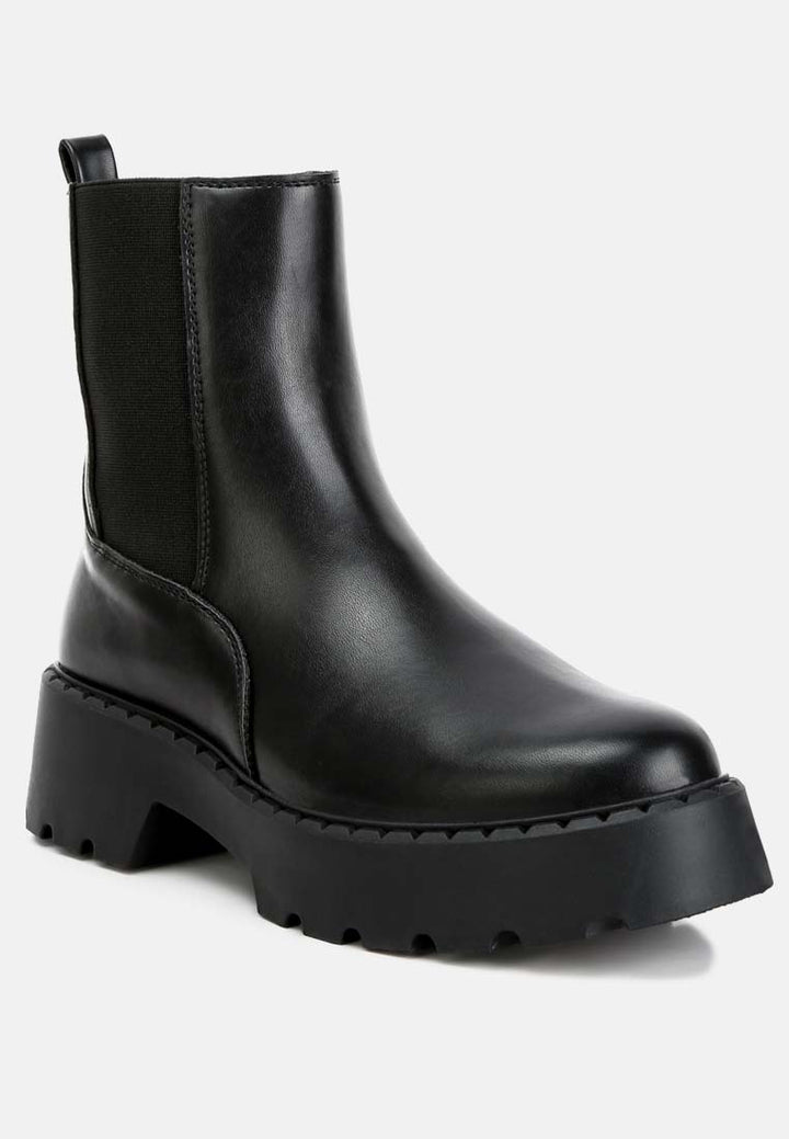 Women Faux Leather Elasticated Chelsea Boots