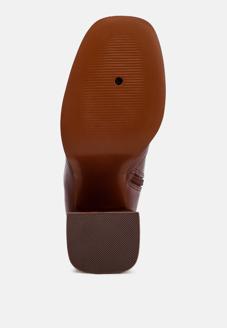 women faux leather side zipper closure boots#color_brown