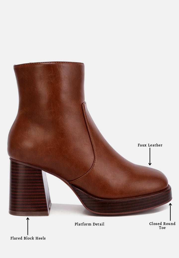 women faux leather side zipper closure boots#color_brown