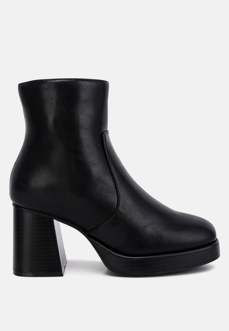 women faux leather side zipper closure boots#color_black